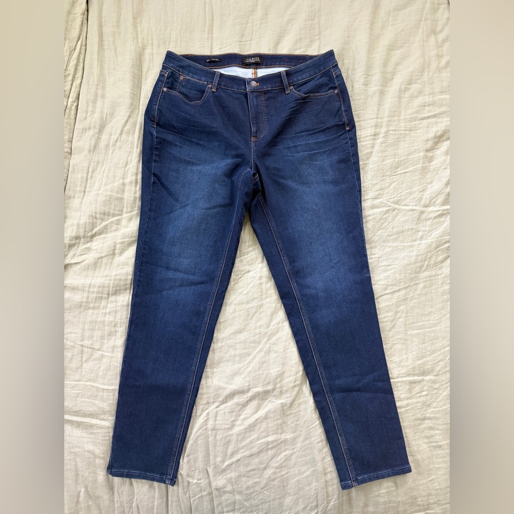 Talbots Womens Jeans Sz 14 Flawless Five Pocket Slim Ankle Stretch Blue Denim